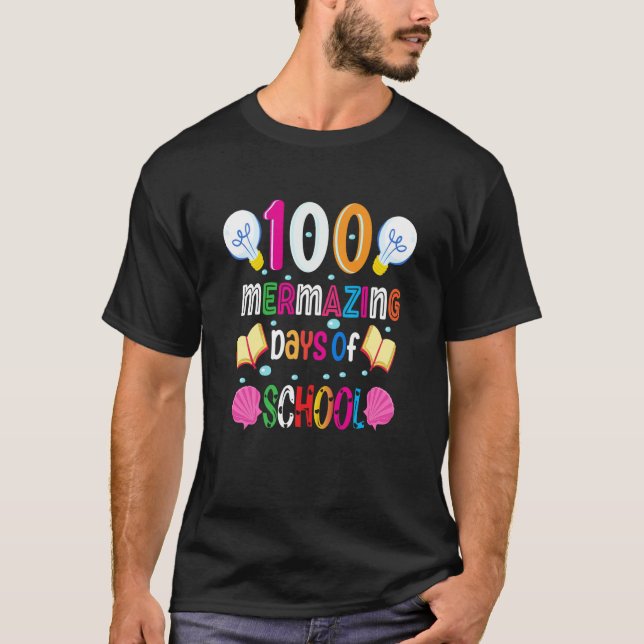 100 Mermazing Days Of School 100th Day Girls boys  T Shirt (Framsida)