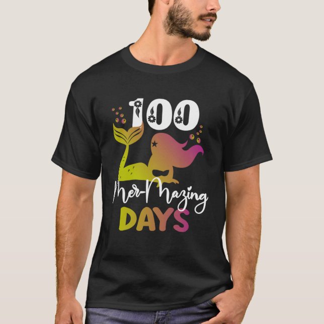 100 Mermazing Days Of School Mermaid  Kid Girl Tea T Shirt (Framsida)