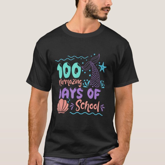 100 mermazing days of school   store motif graphic t shirt (Framsida)