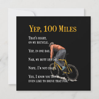 100 Miles Bike Biking Cycling Bicycle Gift Inbjudningar