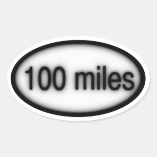 100 miles ovalt klistermärke