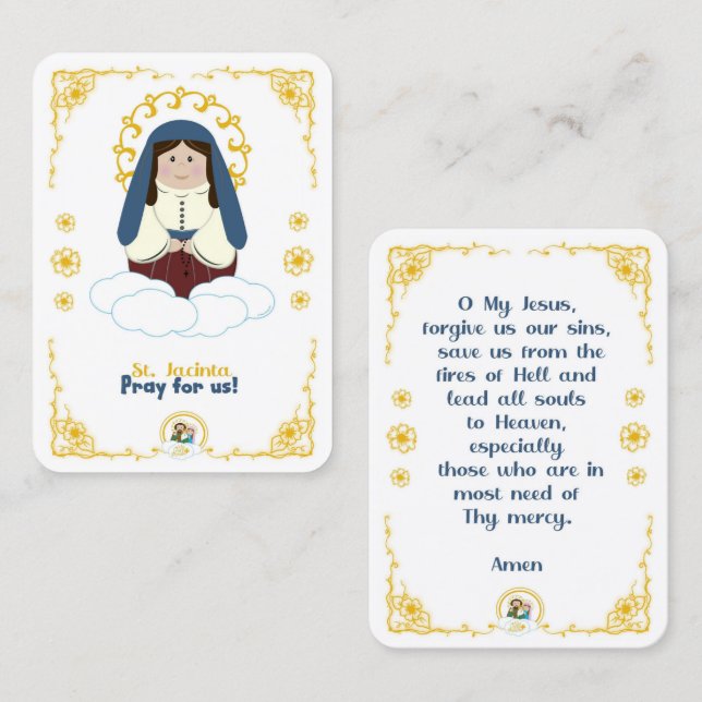 100 Mini St. Jacinta Heliga Cards Visitkort (Fram/baksida)
