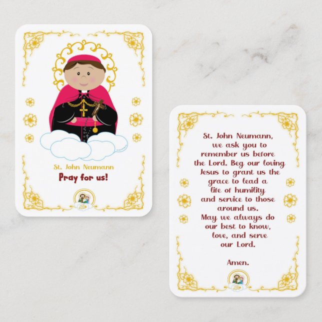 100 Mini St. John Neumann Heliga Cards Visitkort (Fram/baksida)
