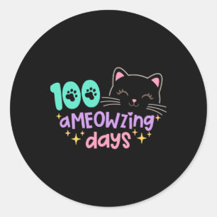 100 Minnesdagar Cute Cat 100-dagarsdagen för Gi-sk Runt Klistermärke