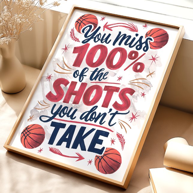 100 % miss: Basketball Motivational Poster (Skapare uppladdad)