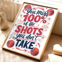100% Miss: Basketboll Motivationsaffisch