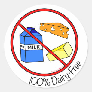"100 % Mjölkfria" fästen (stora) Runt Klistermärke