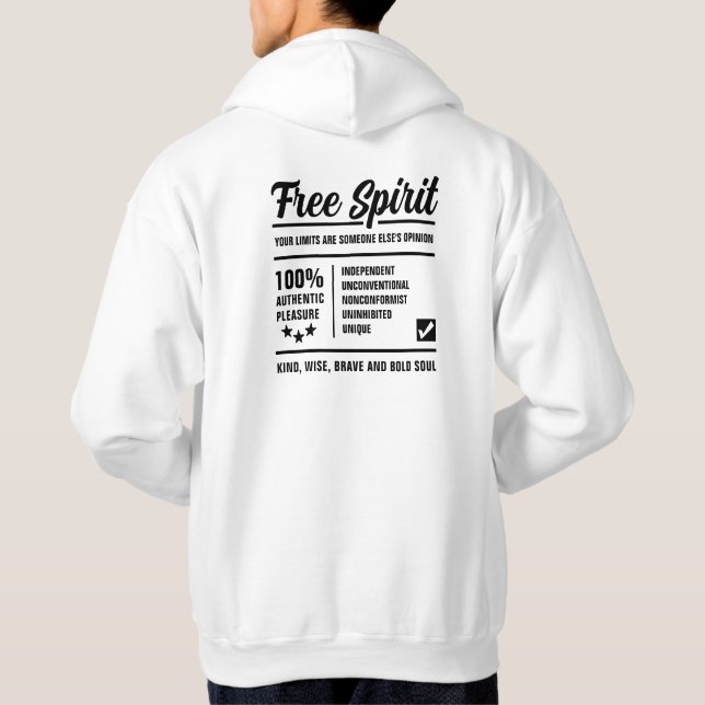 100 % Modig, fri sprit, svart, svart typografi Hoodie (Baksida)