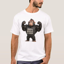 100% muskel 0% hjärna - Lustigt Tecknad Gorilla Gy T Shirt