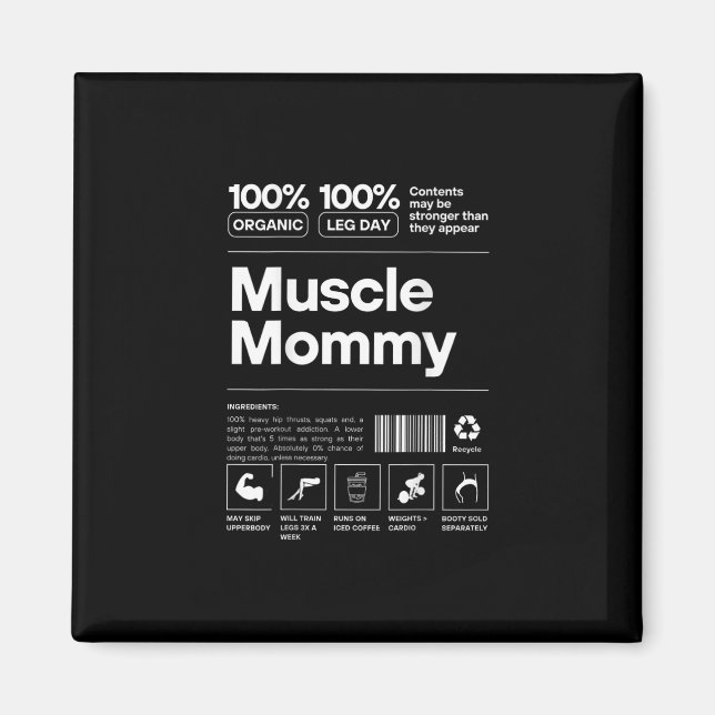 100% Muskel Mamma - Bodybuilding Gym Fit - Design  Magnet (Framsidan)