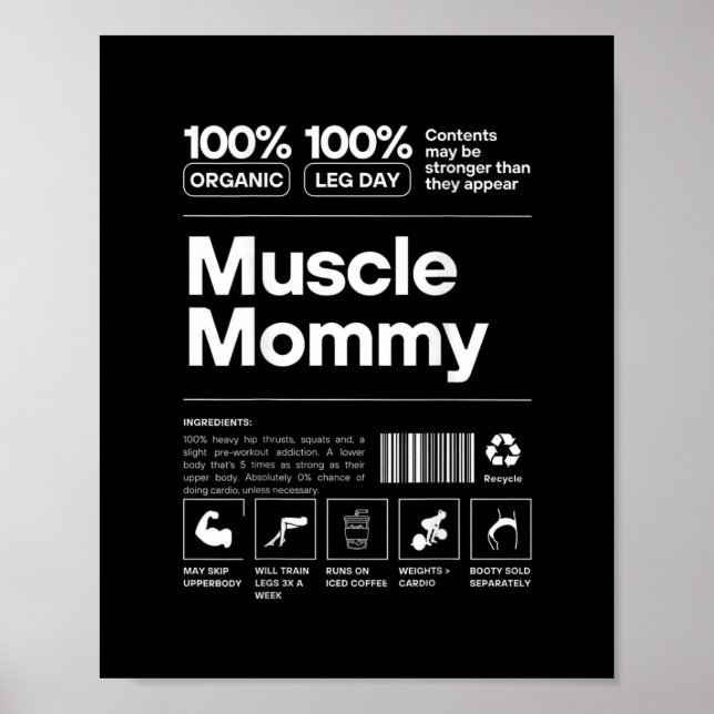 100% Muskel Mamma - Bodybuilding Gym Fit - Design  Poster (Framsidan)