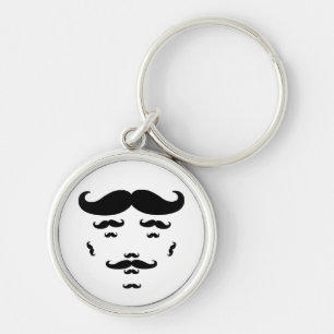 100 % Mustache Rund Silverfärgad Nyckelring