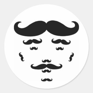 100 % Mustache Sticker Runt Klistermärke