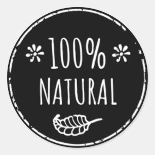 100% naturlig burketikett runt klistermärke
