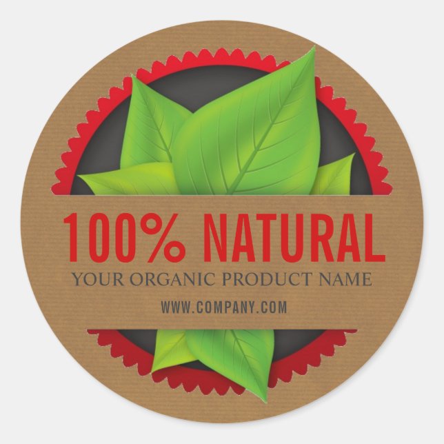 100 % naturliga smaktillsatser av ekologiska produ runt klistermärke (Framsida)