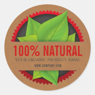 100 % naturliga smaktillsatser av ekologiska produ runt klistermärke