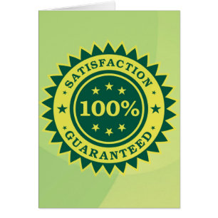 100 % nöjd med den garanterade märkningen hälsningskort