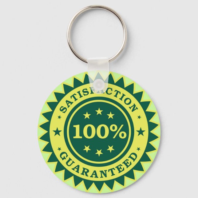 100 % nöjd med den garanterade märkningen nyckelring (Framsida)