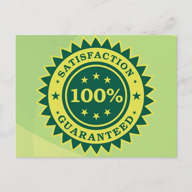 100 % nöjd med den garanterade märkningen vykort (Framsida)