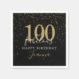 100 och Fabulous Guld Black Födelsedagsfest Pappersservett
