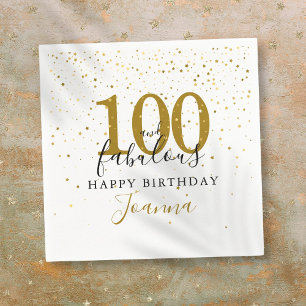 100 och fantastisk guldsvart födelsedagsfest pappersservett