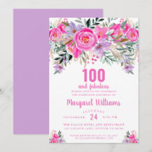 100 och fantastisk lila rosa 100-årsdag