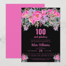 100 och fantastisk svart rosa 100-årsdag