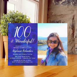 100 och underbar Royal Blue Photo Birthday Inbjudningar