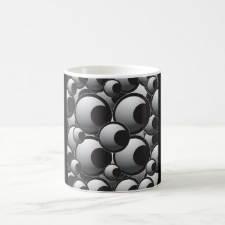 100 ÖGA COLLAGE BLACK WHITE EYEBALLS TECKNAD GRAP KAFFEMUGG