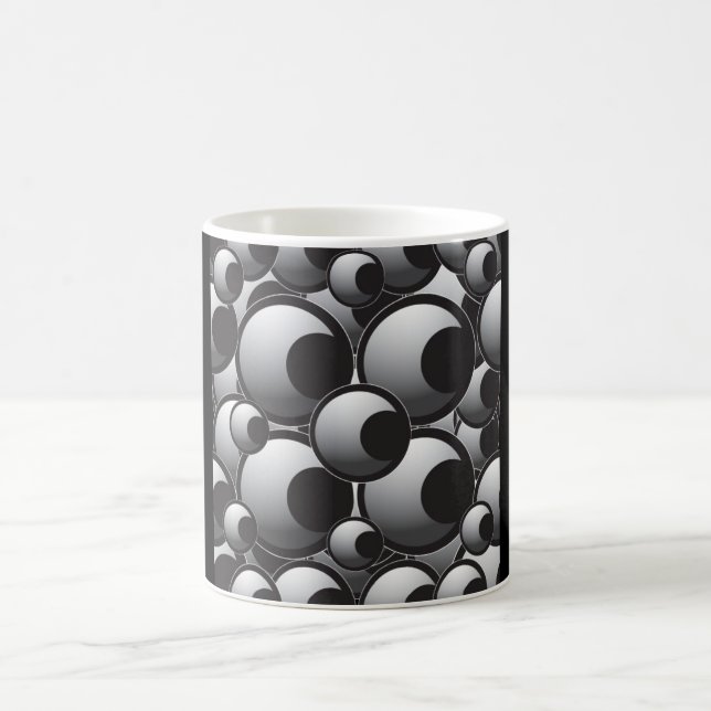 100 ÖGA COLLAGE BLACK WHITE EYEBALLS TECKNAD GRAP KAFFEMUGG (Center)