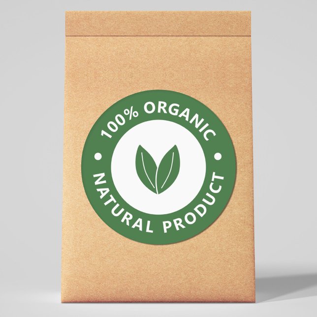 100 % organisk, naturlig produktmärkning runt klistermärke (100% Organic, Natural Product Sticker)