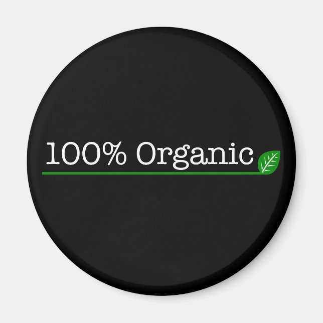 100 % organisk - vit text magnet (Framsidan)