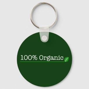 100 % organisk - vit text nyckelring