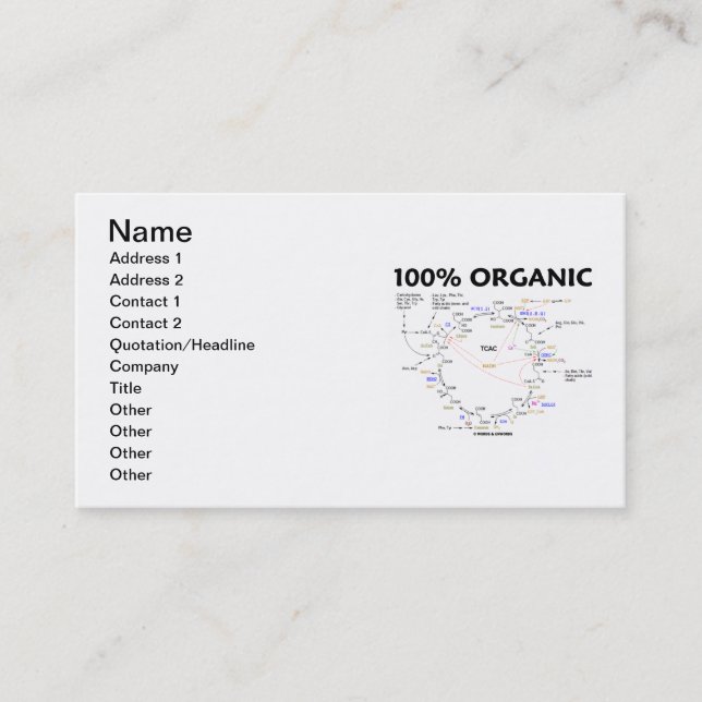 100 % organiskt (Krebs Cycle Humor) Visitkort (Framsida)