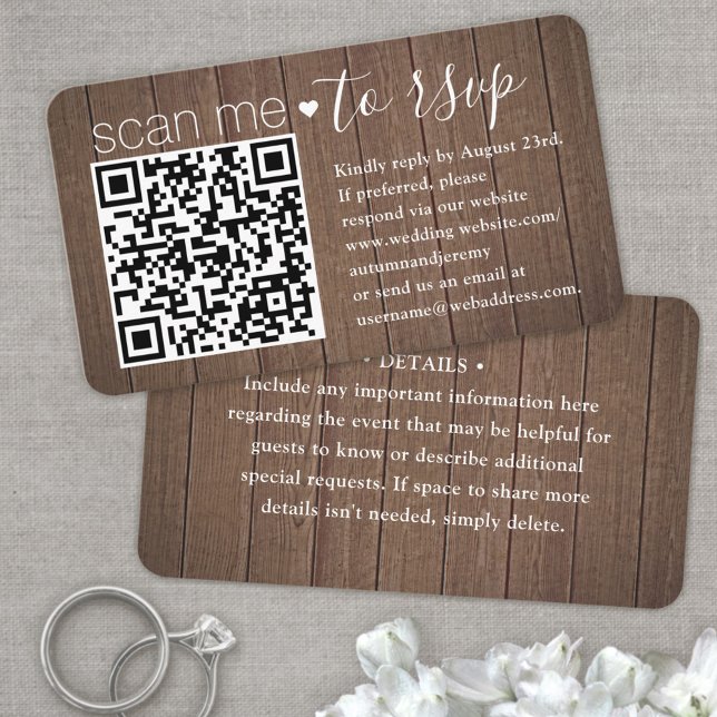 100 Packs Scan Me QR OSA Brown Faux Wood-hölje Visitkort (Skapare uppladdad)