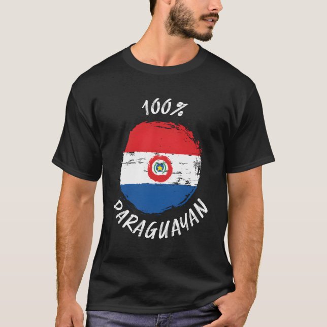 100 Paraguayanska Flagga Paraguay T Shirt (Framsida)