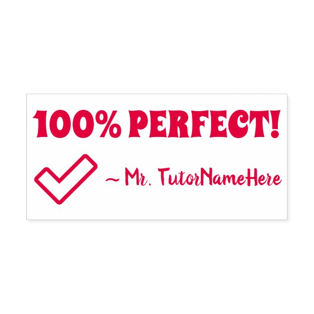 "100 % PERFEKT!" Feedback Rubber Frimärke Självfärgande Stämpel (Design)