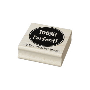 100 %! Perfekt!" Tutor Feedback Rubber Frimärke Stämpel