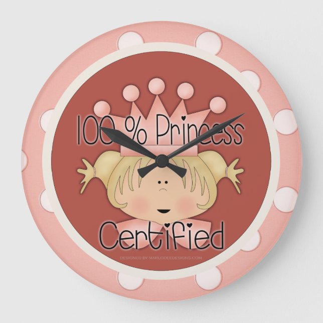100 % Princess Auktoriserad Round Wall Clock Stor Klocka (Framsida)