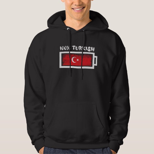 100 procent av Turkiets Flagga Hoodie (Framsida)
