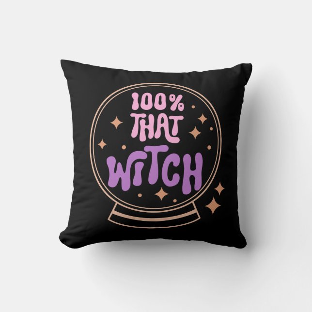 100 Procent Den Häxan Svart Halloween Kudde (Framsida)
