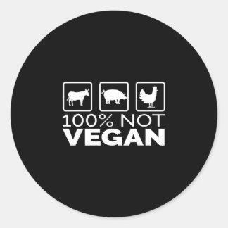 100 procent inte vegansk köttätare bbq grill humor runt klistermärke