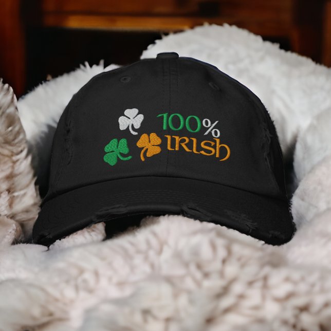 100 procent irländska skämtartiklar broderad keps (Shamrocks Embroidered Baseball Cap from Ricaso. Ideal for St Patrick's Day 100%  Irish )
