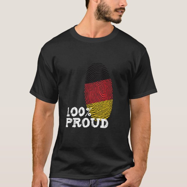 100 Proud Germany fingerprint flag for Proud Germa T Shirt (Framsida)