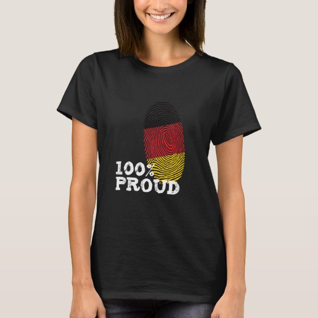 100 Proud Germany fingerprint flag for Proud Germa T Shirt (Framsida)