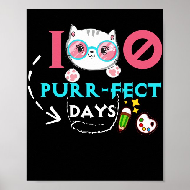 100 PurrFect Days Cute Cat Student School Poster (Framsidan)