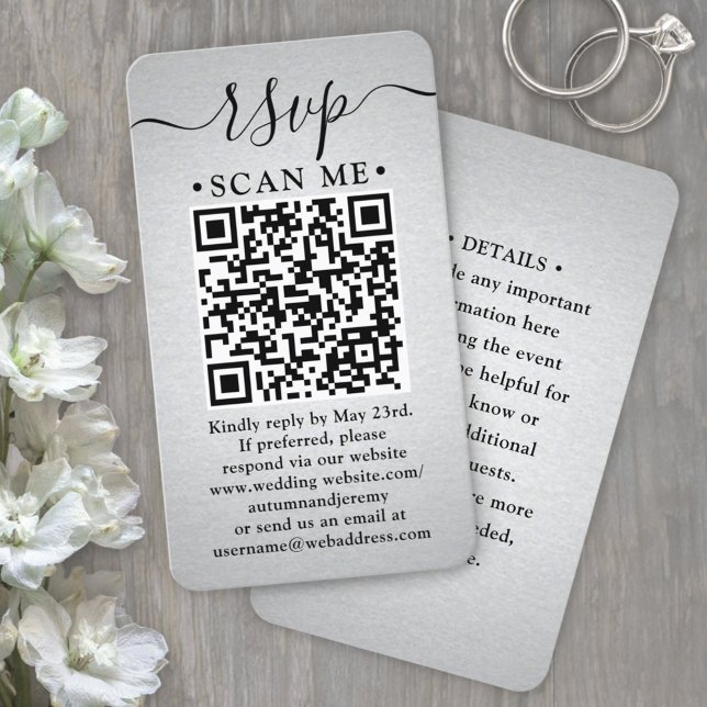 100 QR-kod OSA Faux Silver Foil-hölje Visitkort (Skapare uppladdad)