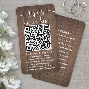 100 QR OSA Bröllop Brown Faux Wood-hölje Visitkort