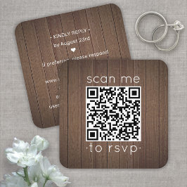 100 QR OSA Brown Faux Wood Bröllop-hölje Fyrkantigt Visitkort
