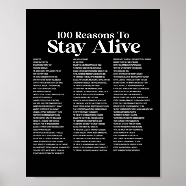 100 Reasons To Stay Alive Suicide Prevention 988 P Poster (Framsidan)